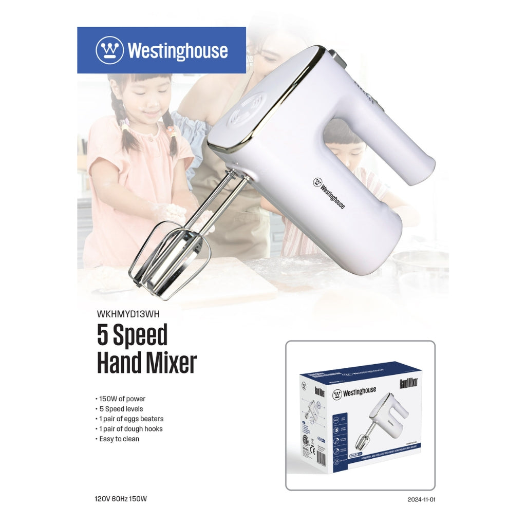 Westinghouse Batidora de Mano 5 Velocidades, WKHMYD13WH