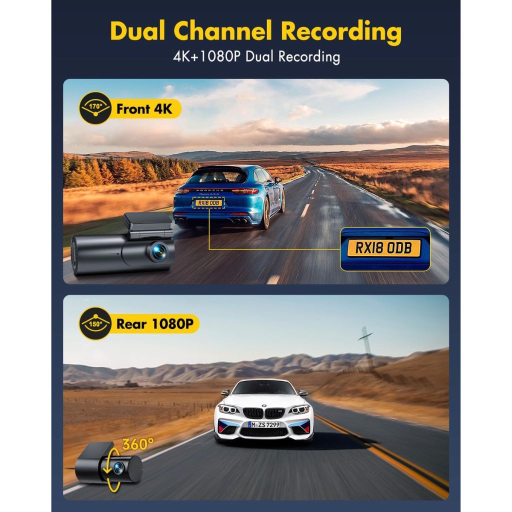 Dashcam Frontal y Trasera 4K+1080p
