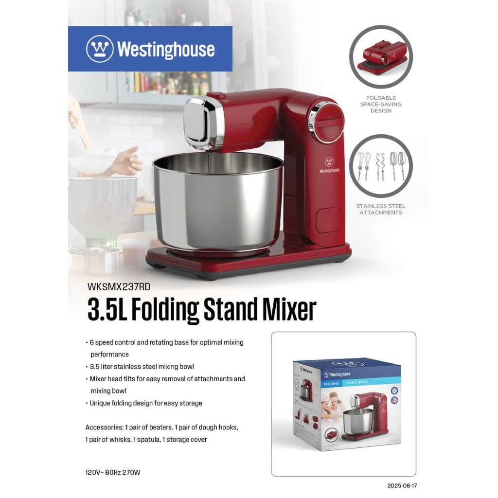Westinghouse Batidora Pedestal Plegable 3.5L  6 Velocidades, WKSMX237RD