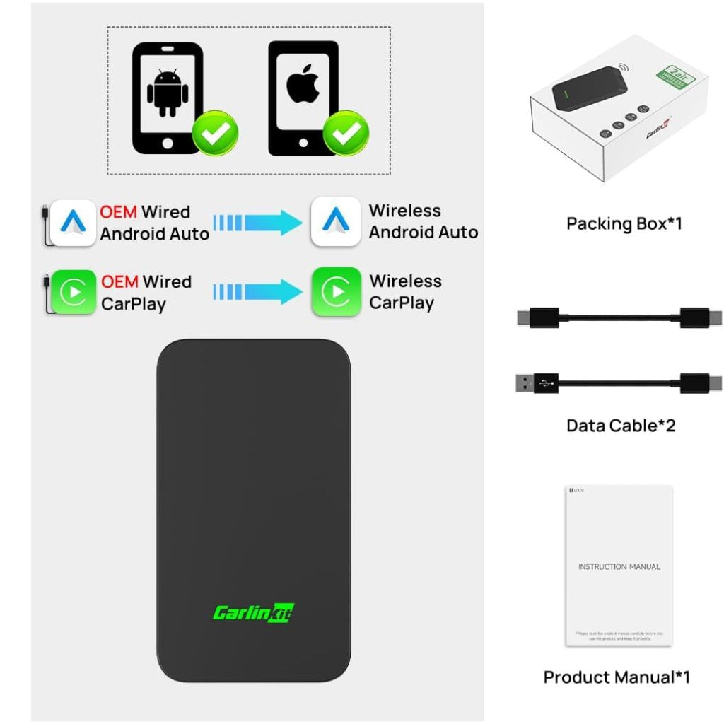 Calinkit Adaptador Inalambrico CarPlay / Android Auto