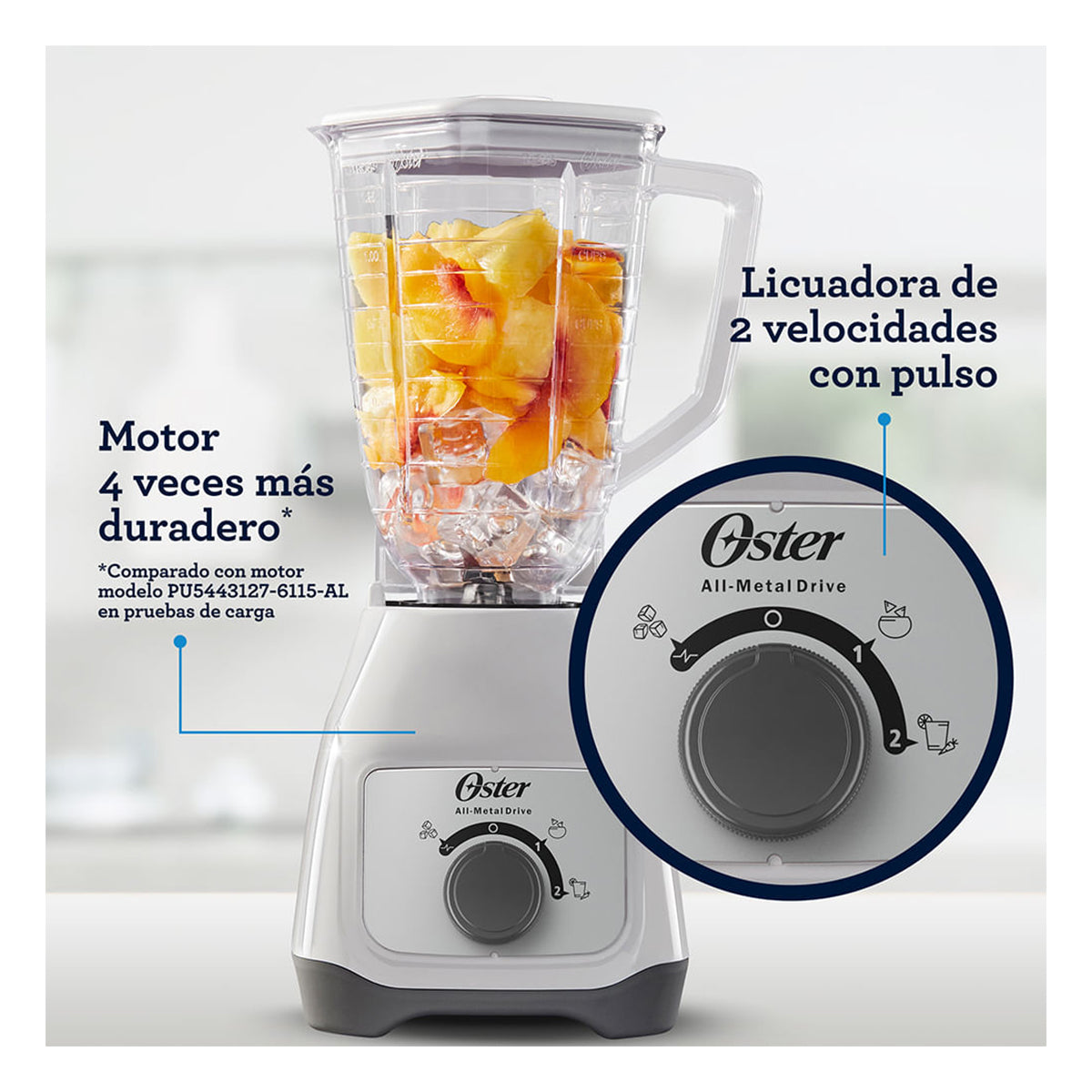 Oster Licuadora con Vaso de Plástico y Control de Perilla BLSTKAP-WRD