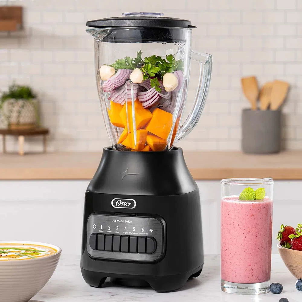 Oster Licuadora con Vaso de Vidrio y 6 Velocidades BLSTPEG-BPB
