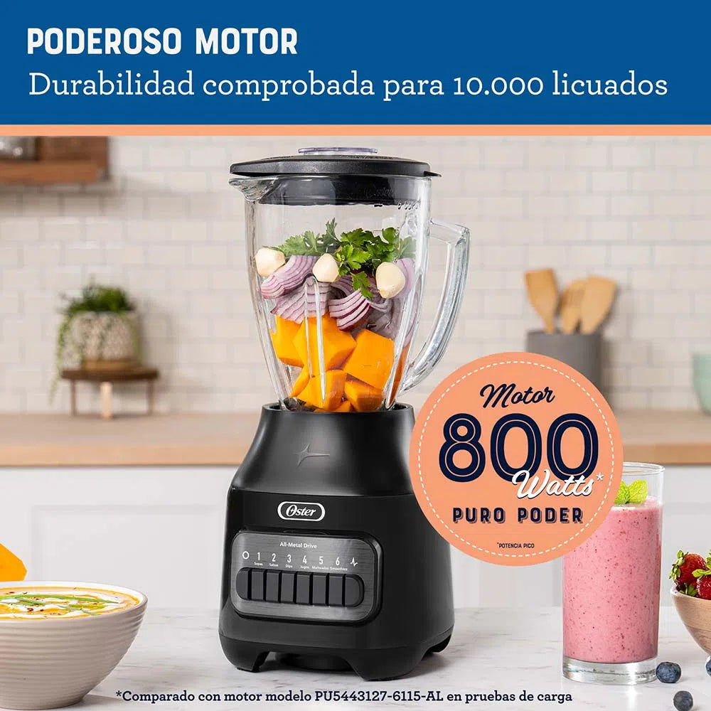 Oster Licuadora con Vaso de Vidrio y 6 Velocidades BLSTPEG-BPB