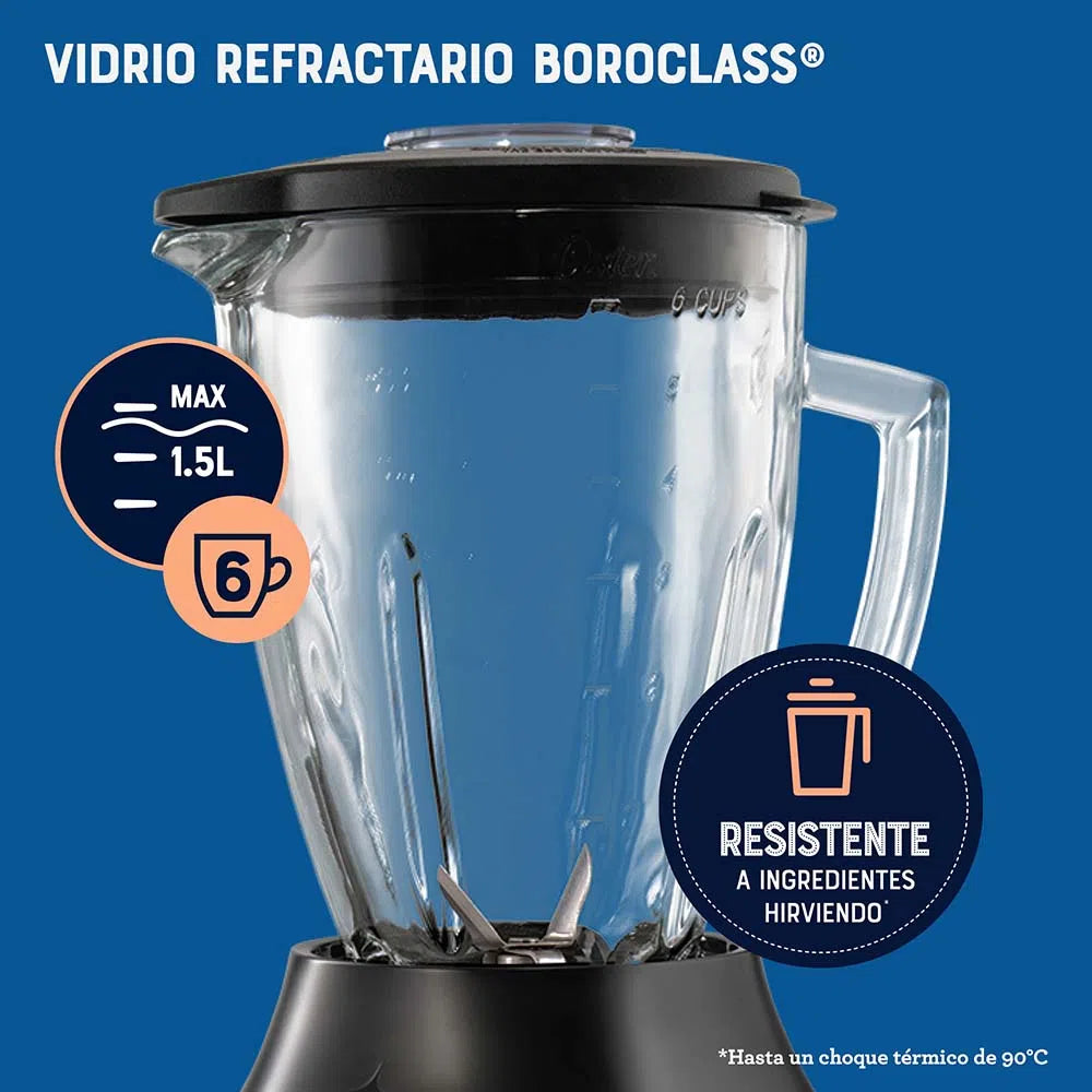 Oster Licuadora con Vaso de Vidrio y 6 Velocidades BLSTPEG-BPB