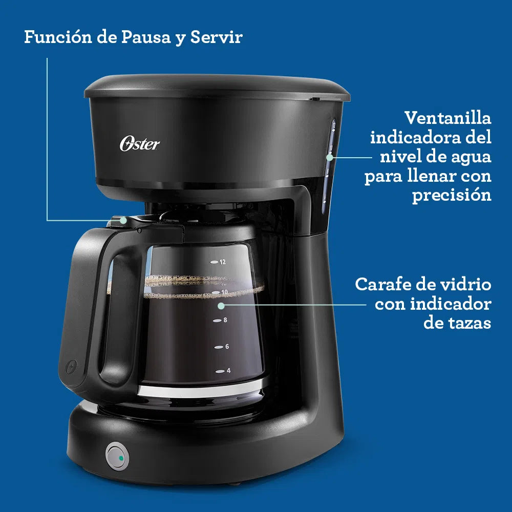 Oster Coffee Maker 12 Tazas con Indicador de Encendido BVSTDCS12BN
