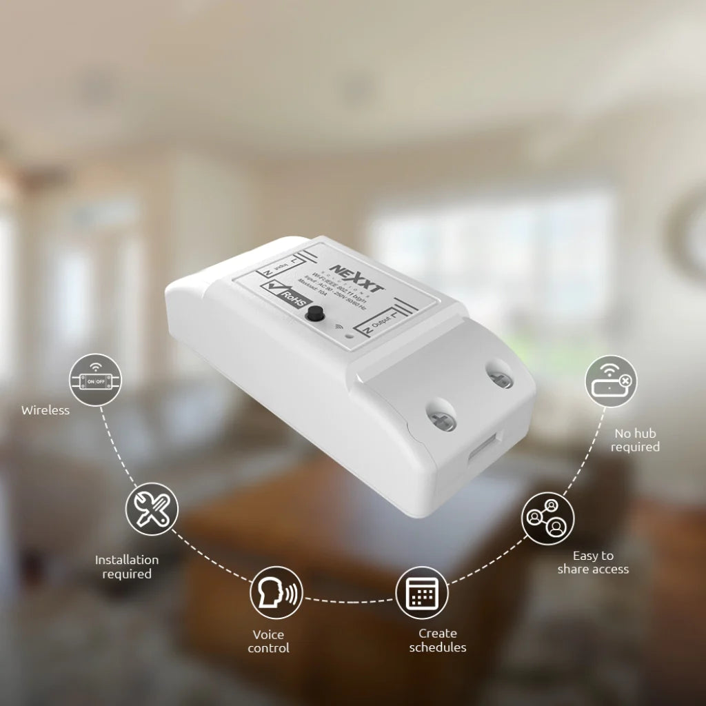 Nexxt Interruptor de Relé Inteligente con Conexión Wi-Fi, NHE-R100
