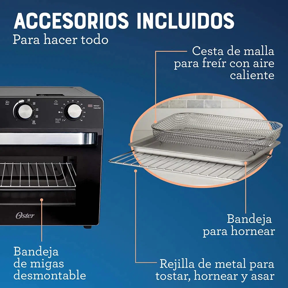 Oster Horno con Freidora de Aire de 22 Litros TSSTTVMAF1NS