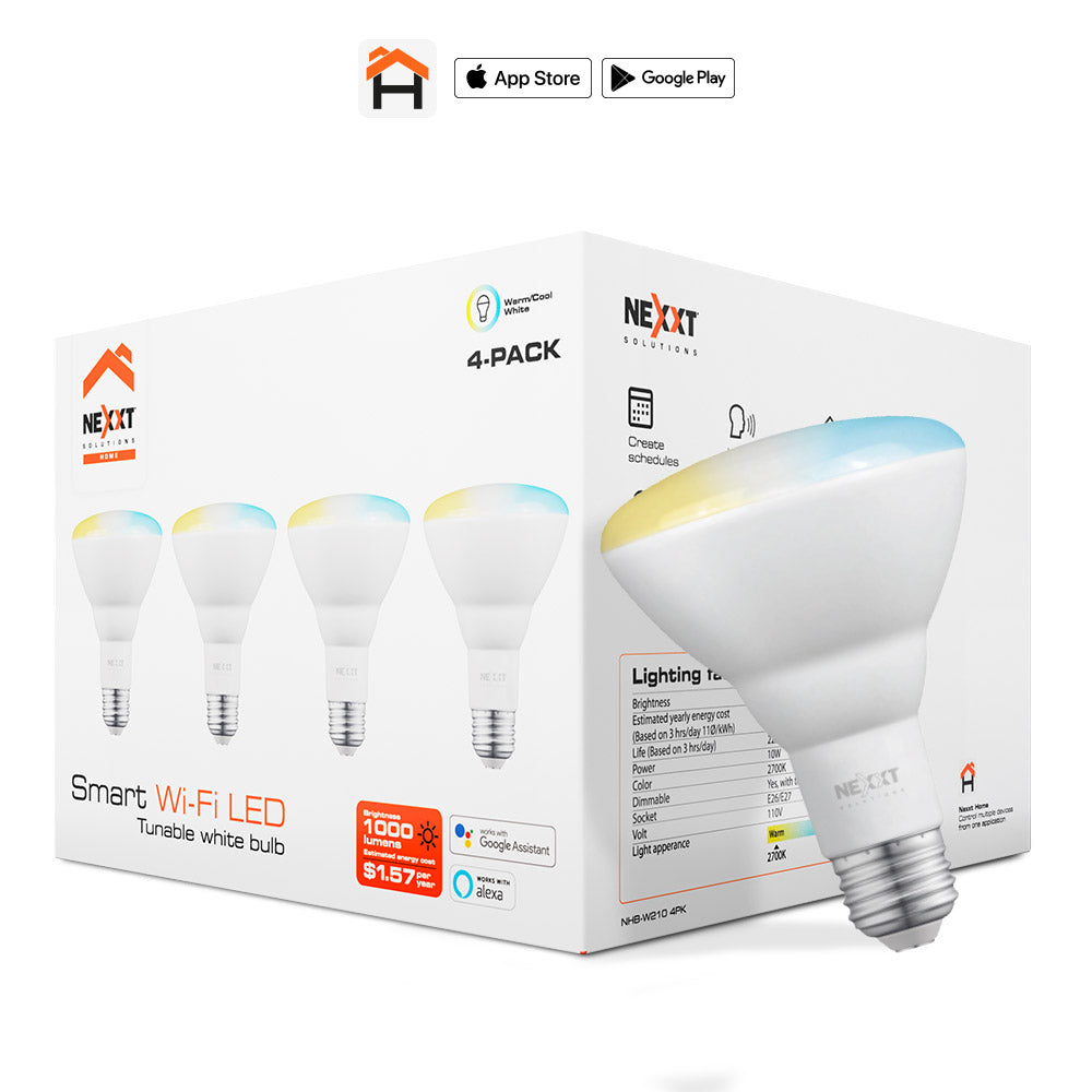 Nexxt Bombillo LED inteligente Wi-Fi 110V 4 Unidades, NHB-W2104PK