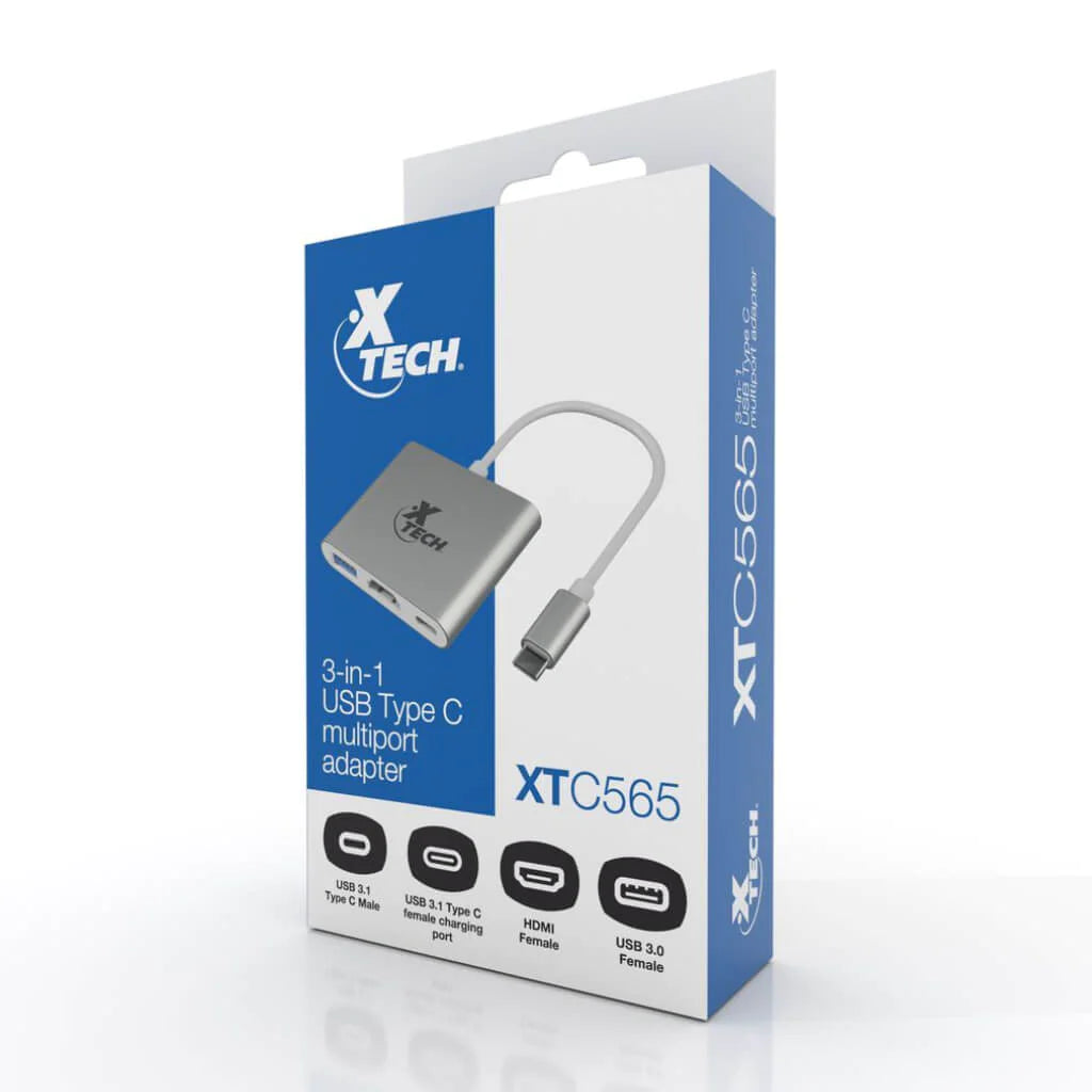 Xtech Adaptador Multipuertos USB Tipo C 3-en-1 (XTC-565)