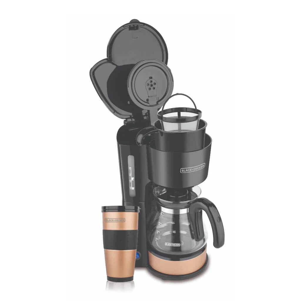 Black + Decker Cafetera 5 Tazas 4 en 1 Negro Cobre CM0755BC